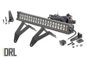Ram 1500 LED Light Kit - Bumper Mount - Rough Country - Dual Row, Amber DRL - Black - '19-'23